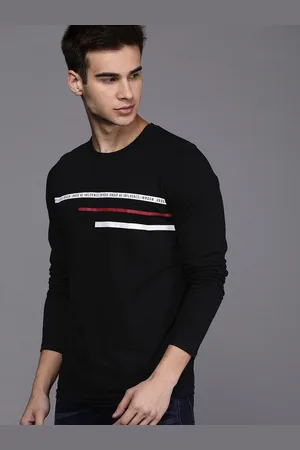 WROGN Men Black Printed Slim Fit Round Neck Pure Cotton T-shirt