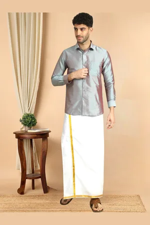 TATTVA Men Classic Cutaway Collar Solid Poly Silk Slim Fit Casual Shirt