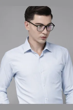 Park Avenue Men Light Blue Self Design Slim Fit Formal Shirt