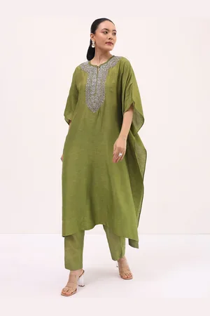 KALKI Fashion Ethnic Motifs Yoke Design Thread Work Kaftan Kurta with Trousers
