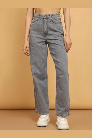 Wrangler Women Wide Leg High-Rise Clean Look Light Fade Cotton Jeans