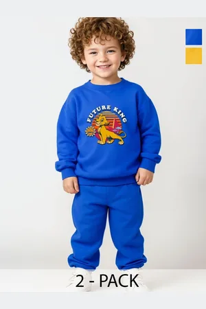 Minicult Kids Pack Of 2 Simba Graphic Printed Pure Cotton Sweatshirt With Pyjamas