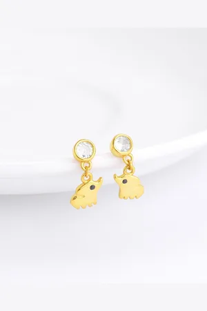 GIVA 925 Sterling Silver Zircon Studded Elephant Charm Gold-Plated Drop Earrings