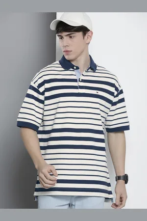Tommy Hilfiger Men Striped Polo Collar Pure Cotton T-shirt