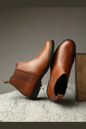 LOUIS STITCH Men Brown Leather Chelsea Boots