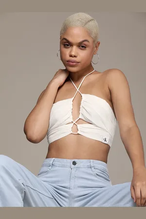 Calvin Klein Halter Neck Styled Back Crop Top