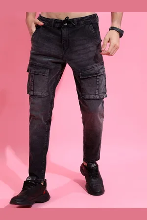 Highlander Men High Rise Slim Ankle Length Stretchable Cargo Jeans