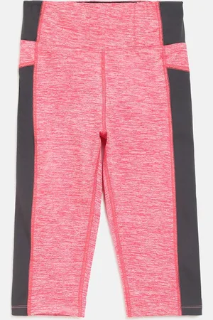 Chimprala Girls Red & Grey Striped Regular Fit Capris