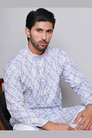 Jompers Geometric Printed and Embroidered Sequinned Straight Kurta with Pyjamas