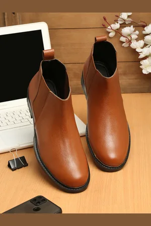 LOUIS STITCH Men Tan Leather High-Top Boots