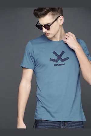 WROGN Men Blue Printed T-shirt