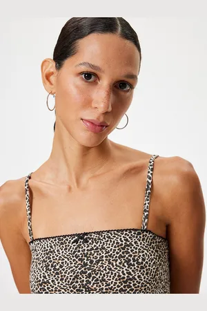 Koton Women Animal Printed Shoulder Straps Cotton Top