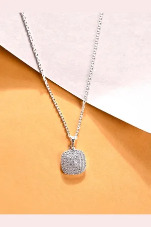 CLARA Rhodium-Plated 925 Sterling Silver Queen of Diamonds Pendant With Chain