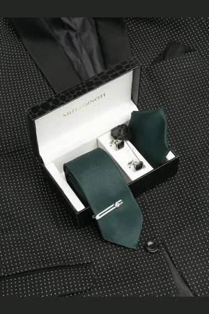 MUTAQINOTI Men Checked Silk Blend Necktie Accessory Gift Set
