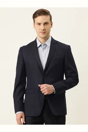 Peter England Men Navy Blue Solid Slim Fit Single-Breasted Formal Blazer