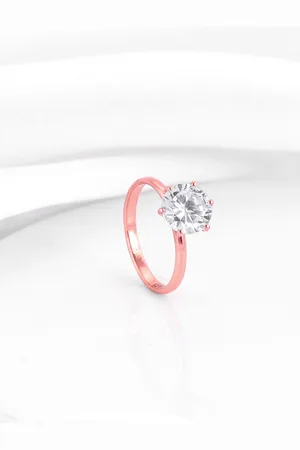GIVA 92.5 Sterling Silver Rose Gold Plated Artificial Stones Studded Finger Ring