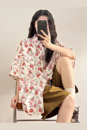 DressBerry Floral Striped Shirt Style Longline Top