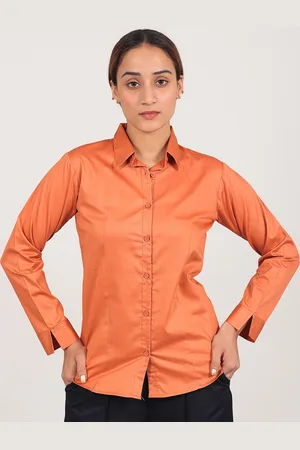 Blue Bird Classic Satin Spread Collar Long Sleeves Opaque Casual Shirt