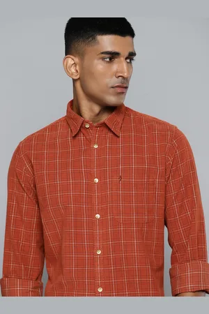Indian Terrain Pure Cotton Slim Fit Checked Corduroy Shirt