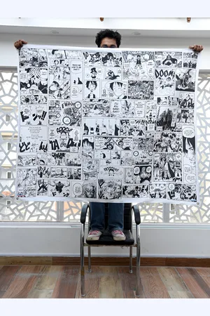 COMICSENSE White & Black Anime Manga Printed Tapestry