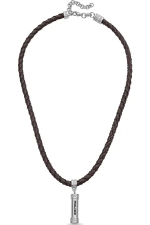 Police Mens Geometric Shaped Barrel Brushed Pendants With Chains