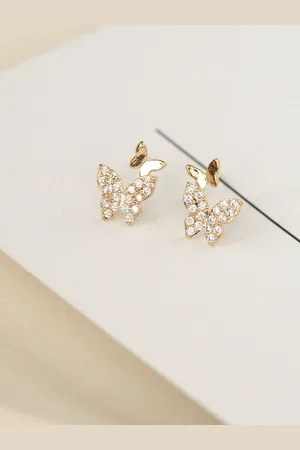 Krelin Gold Plated Cubic Zirconia Butterfly Shaped Studs