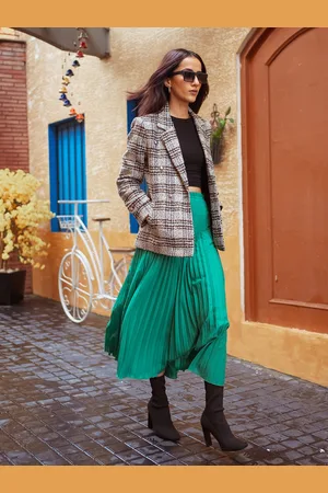 Dlanxa Women Grey & Brown Checked Winter Wear Long Sleeves Coats