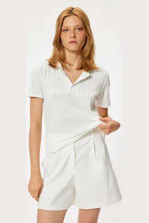 Koton Women Solid Polo Collar T-Shirt