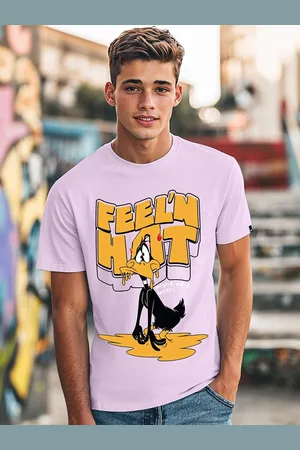 Bewakoof Purple Looney Tunes Printed Cotton T-shirt
