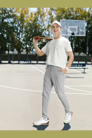HARVARD Men Grey Melange Solid Track Pants