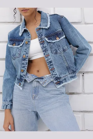 DressBerry Worn-In Look Faded Fringes Denim Jacket
