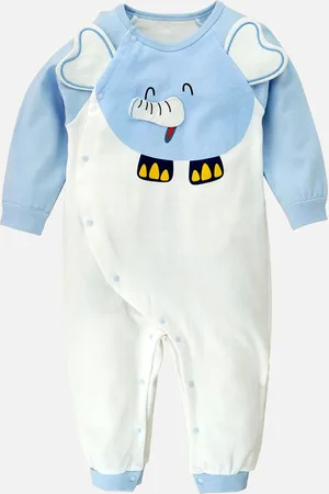 Little Surprise Box LLP Infants Kids 3D Eared Elephant Theme Full Sleeves Jumpsuit Rompers