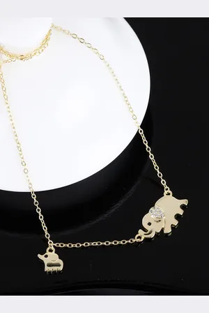 GIVA 925 Silver Golden Elephant Charm Necklace