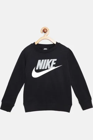 Nike Boys Black & Grey Brand Logo Print Club HBR FT Hoodie Sweatshirt
