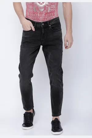 LocoMotive Men Black & Charcoal Tapered Fit Mid-Rise Clean Look Jeans