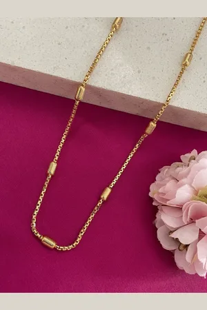 Digital Dress Room Gold-Plated Artificial Beaded Minimal Design Chain Necklace