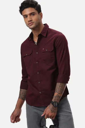 WROGN Men Custom Spread Collar Solid Cotton Casual Shirt