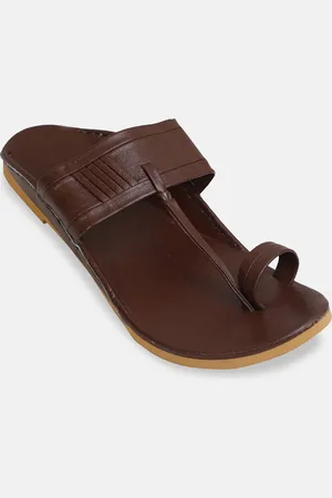 PANAHI Men Brown Genuine Leather Comfort Sandals