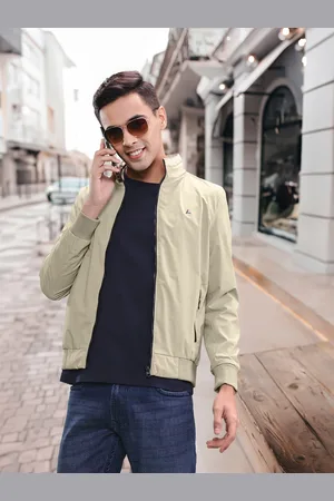 Fort Collins Men Beige Solid Bomber Jacket