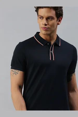 Tommy Hilfiger Men Navy Blue Solid Polo Collar Pure Cotton T-shirt