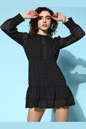 Berrylush Ruffled Jacquard Fit & Flare Mini Dress