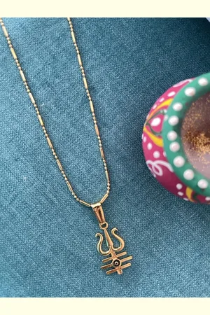 Digital Dress Room Gold-Plated Trishul Pendants With Chains