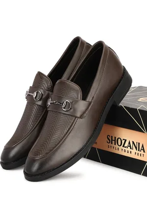 SHOZANIA Men Textured Leather Formal Loafers