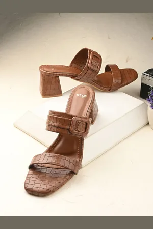 Styli Women Textured Block Heel Sandals