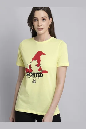 Free Authority Women Yellow Harry Potter Printed T-shirt