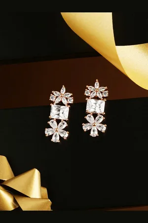 HOT AND BOLD Rose Gold Floral Drop Earrings