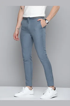 Mast & Harbour Men Blue Cotton Linen Trousers