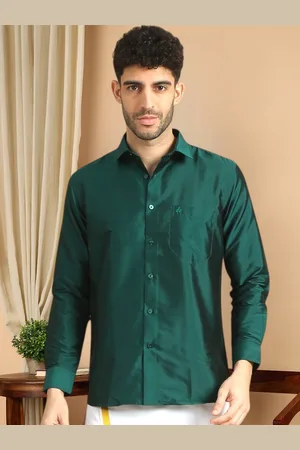 TATTVA Men Classic Cutaway Collar Solid Poly Silk Slim Fit Casual Shirt