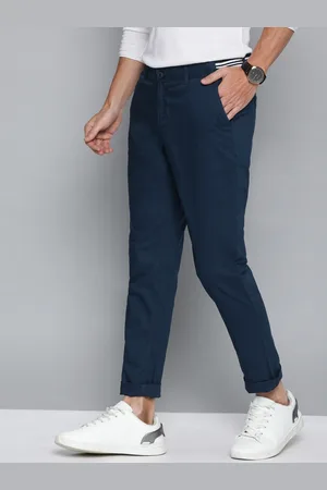 Mast & Harbour Men Navy Blue Regular Fit Solid Chinos