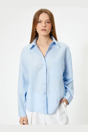 Koton Women Spread Collar Solid Oversized Casual Shirt